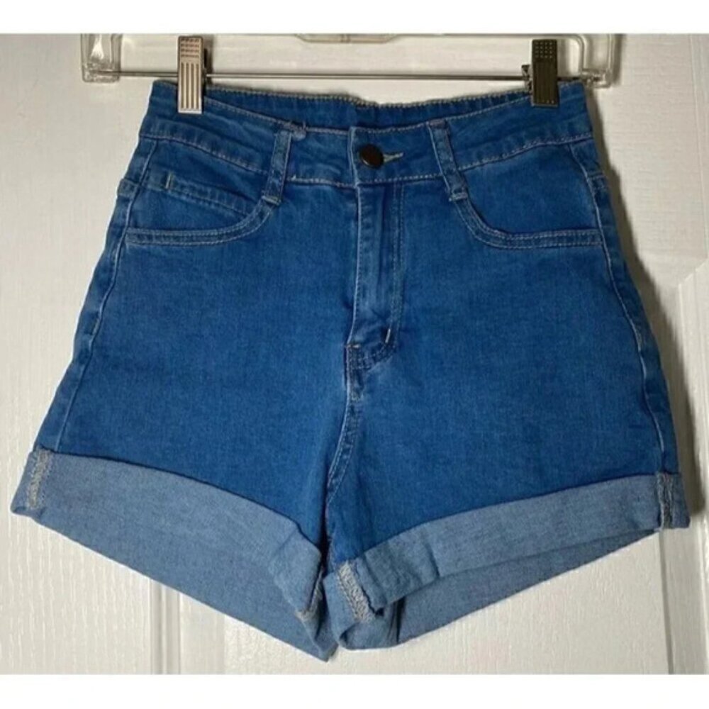 Junior Women's Bundle Denim Zip Cuffed Hem Stretch Summer Shorts Size XS NWOT